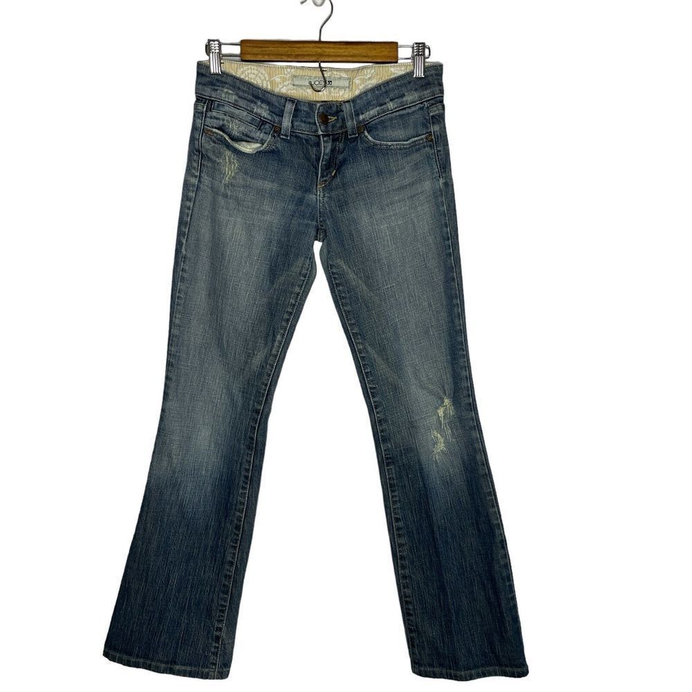 Joe’s Jeans Provocateur Bootcut Low Rise Jeans Blue Distressed Flare Leg Size 27